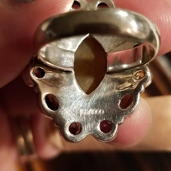 Very Rare vintage-6.14 ct Chrysoberyl Cat Eye s.s. Sterling Silver stamped - Picture 5 of 11